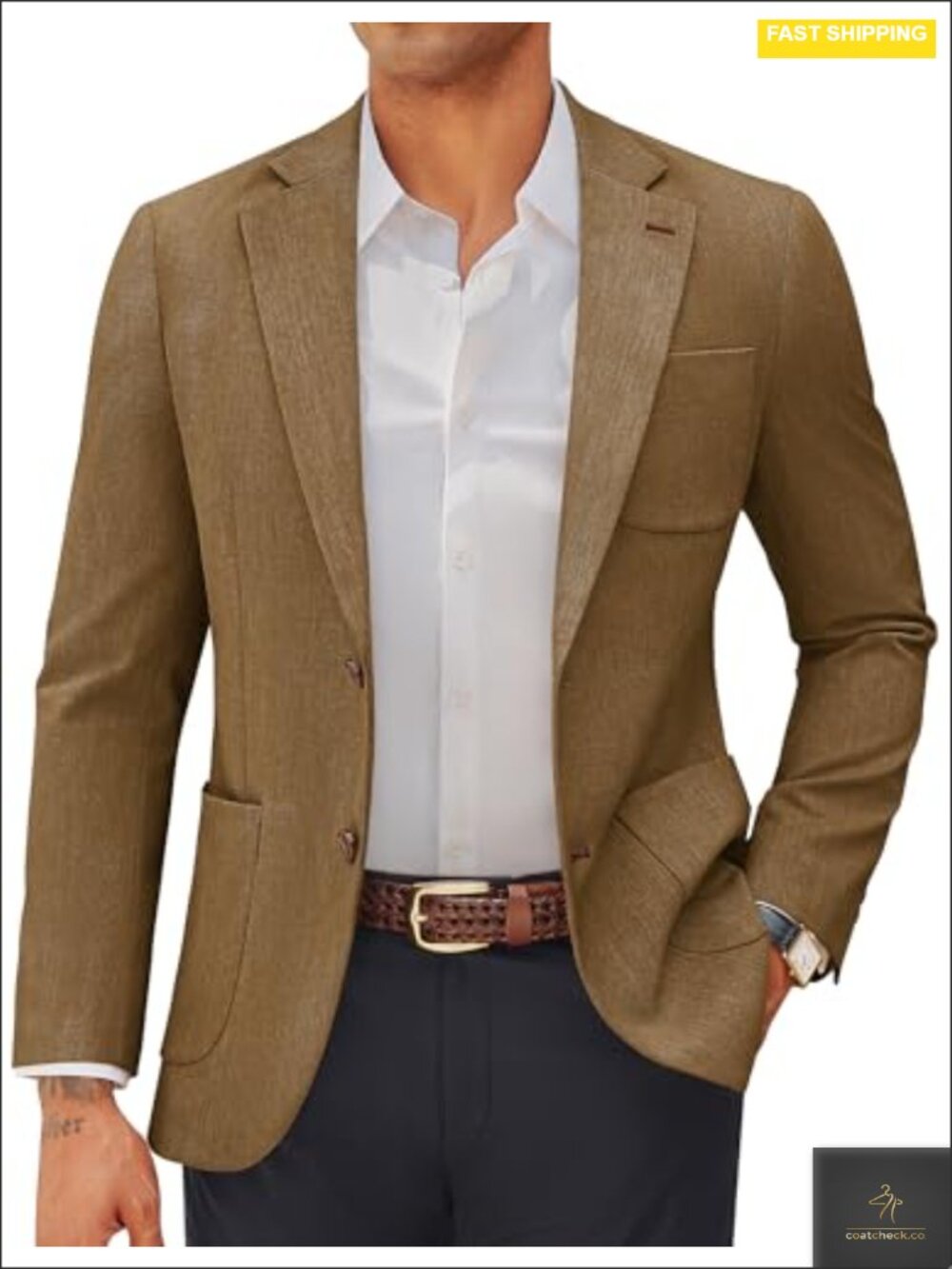 Men's Casual Blazer Two Button Slim Fit Suit Jacket Notch Lapel with Pockets